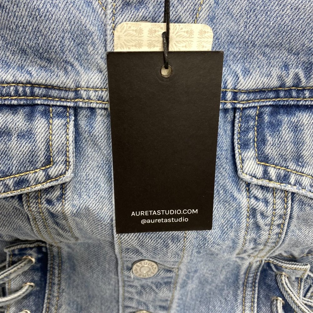 Lana Denim Jacket by Aureta @ Free People XS Color Blue Fawn NWT - Picture 12 of 12